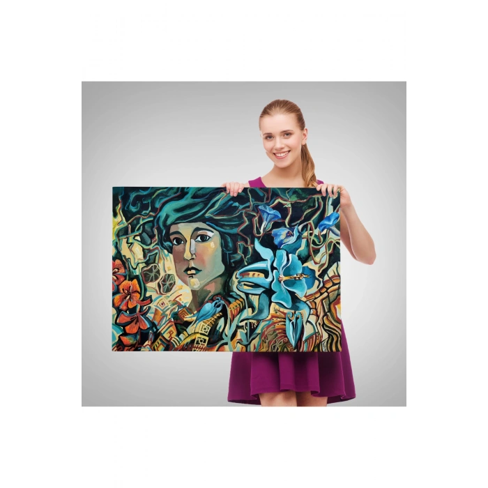 Çiçekler Arasındaki Kadın Duvar Tablosu-3729