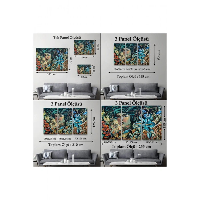 Çiçekler Arasındaki Kadın Duvar Tablosu-3729