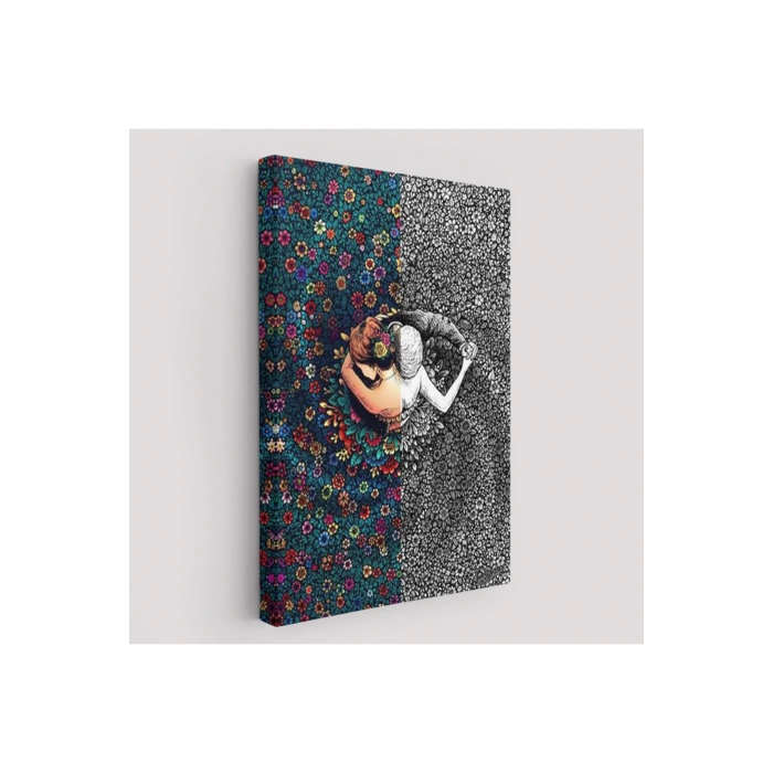 Çiçekler İçindeki Sevgililer Tablosu-6291