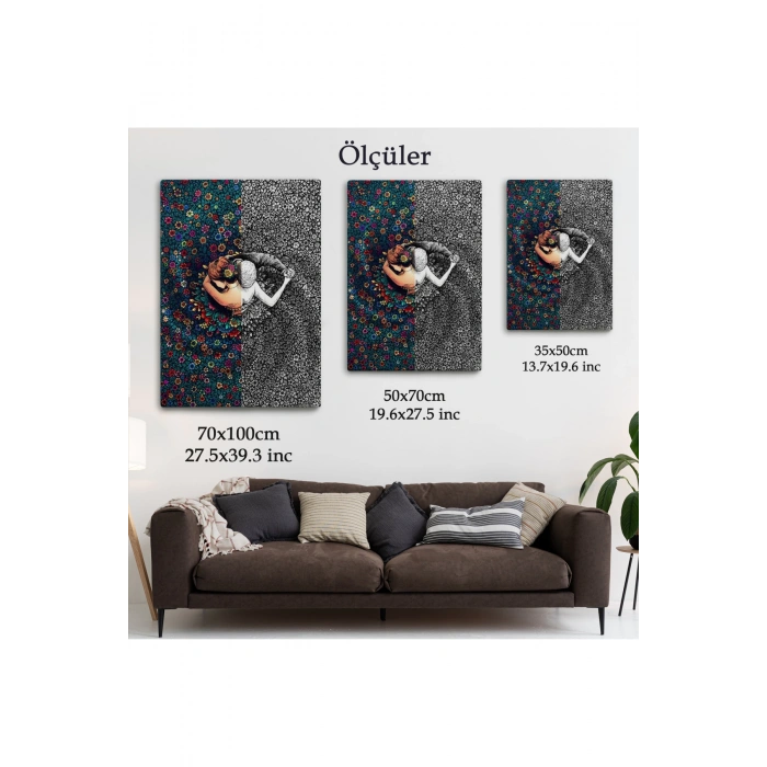 Çiçekler İçindeki Sevgililer Tablosu-6291