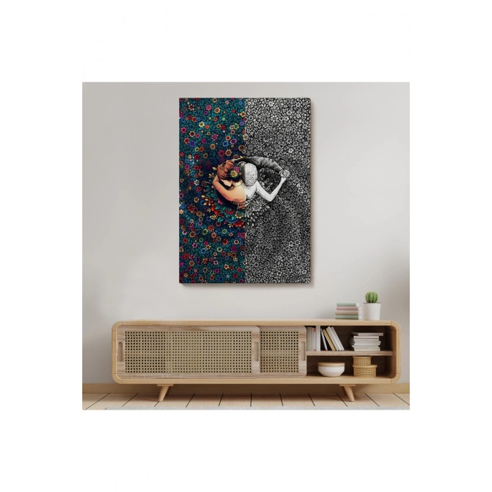 Çiçekler İçindeki Sevgililer Tablosu-6291