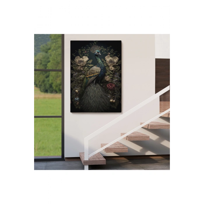 Çiçekler İçindeki Tavuz Kuşu Tablosu-6491