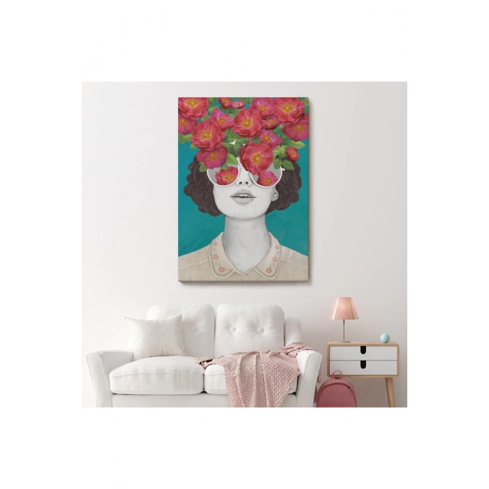 Çiçekler Saçan Optimist Kadın Tablosu-6269