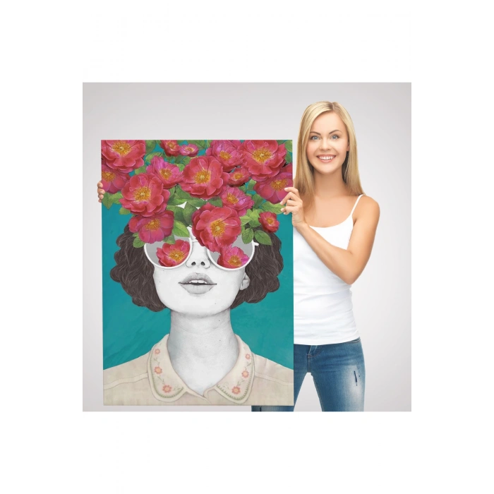 Çiçekler Saçan Optimist Kadın Tablosu-6269