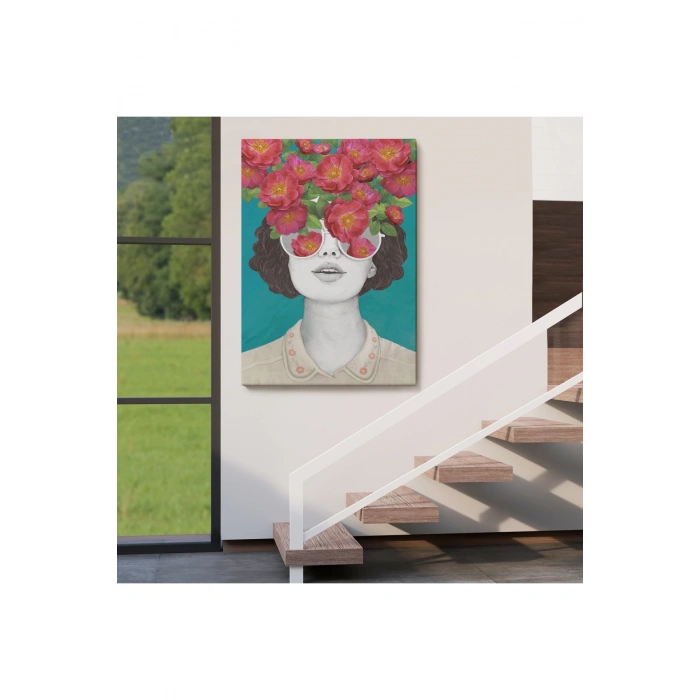 Çiçekler Saçan Optimist Kadın Tablosu-6269