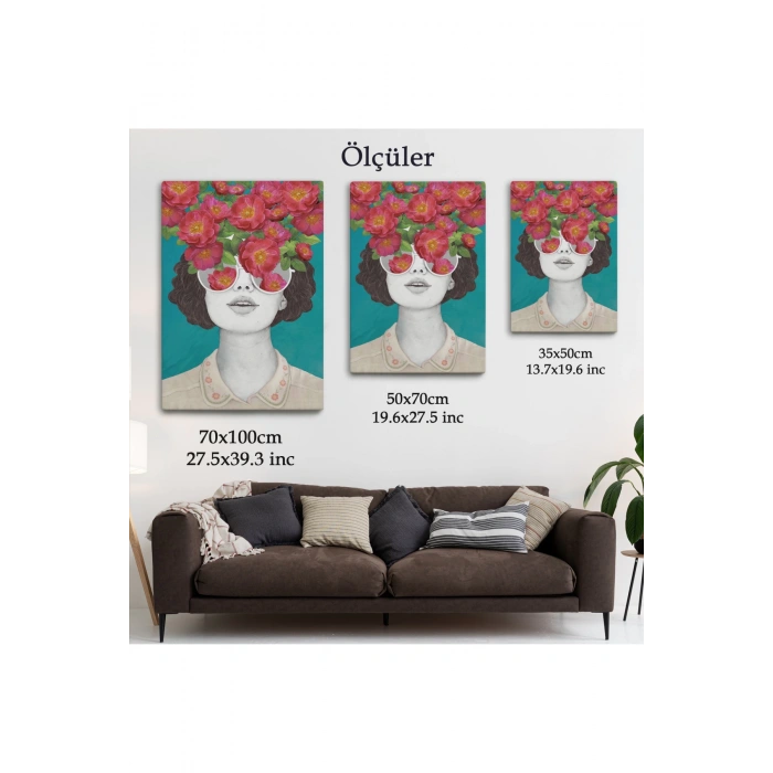 Çiçekler Saçan Optimist Kadın Tablosu-6269