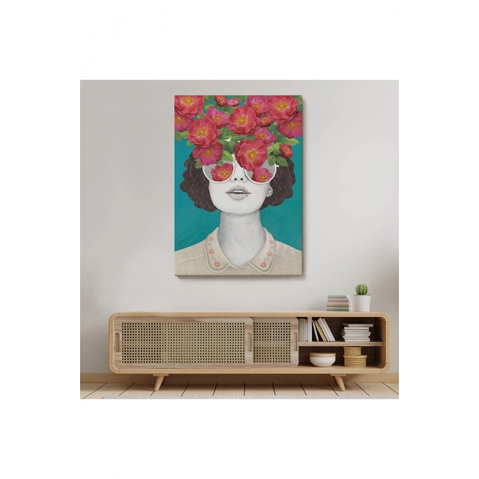 Çiçekler Saçan Optimist Kadın Tablosu-6269