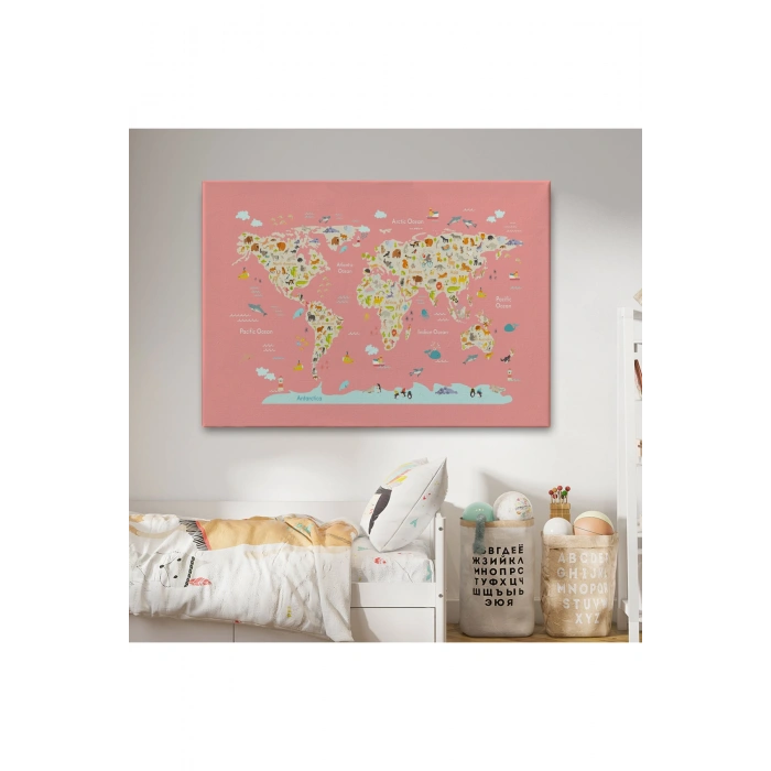 Cocuk Odası Hayvan Desenli Dekoratif Kanvas Tablo 1045