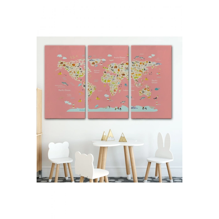 Cocuk Odası Hayvan Desenli Dekoratif Kanvas Tablo 1045