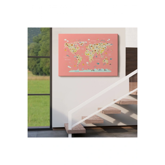 Cocuk Odası Hayvan Desenli Dekoratif Kanvas Tablo 1045