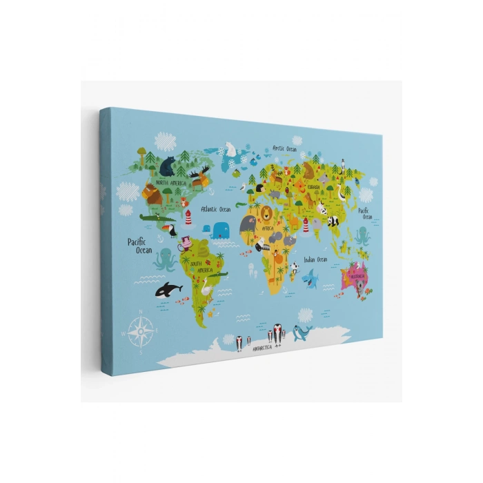 Çocuk Odası Hayvanlar Alemi Dünya Haritası 1007