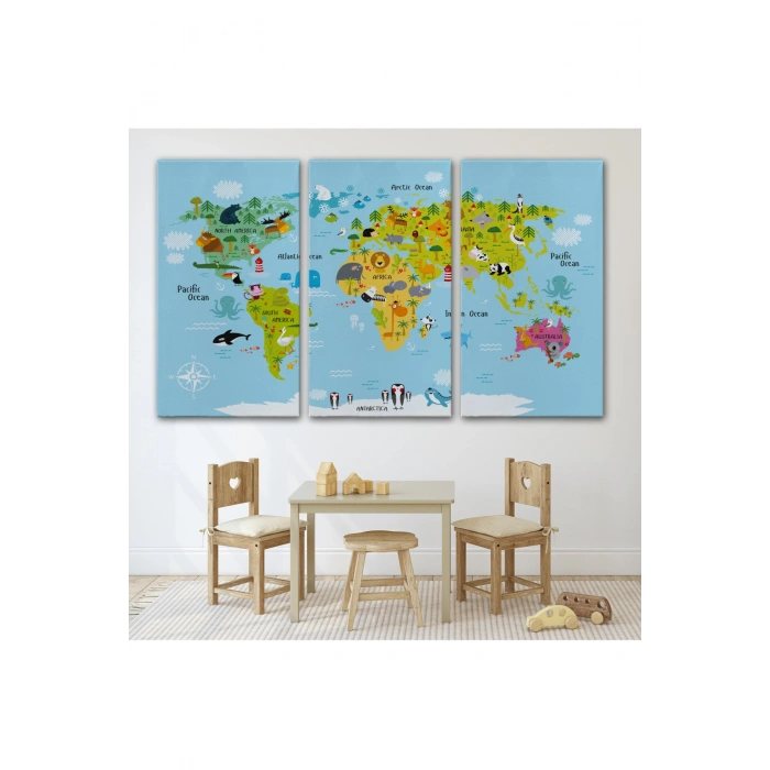 Çocuk Odası Hayvanlar Alemi Dünya Haritası 1007