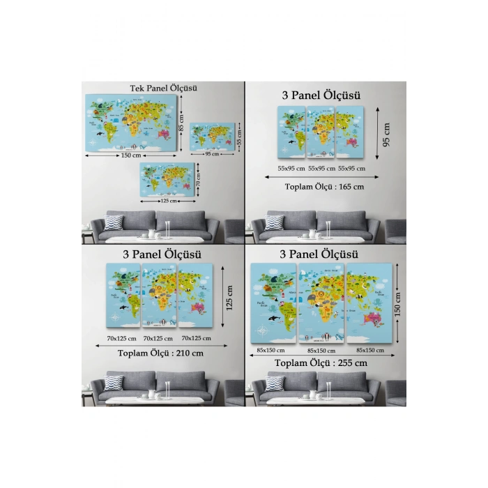 Çocuk Odası Hayvanlar Alemi Dünya Haritası 1007