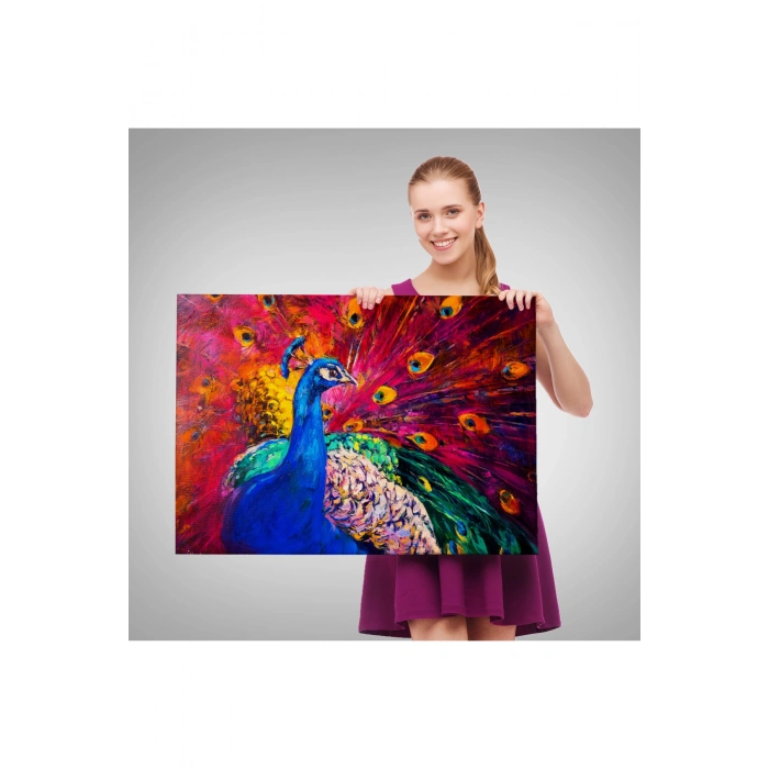 Çok Renkli Tavus Kuşu Modern Sanat Kanvas Duvar Tablosu-1112
