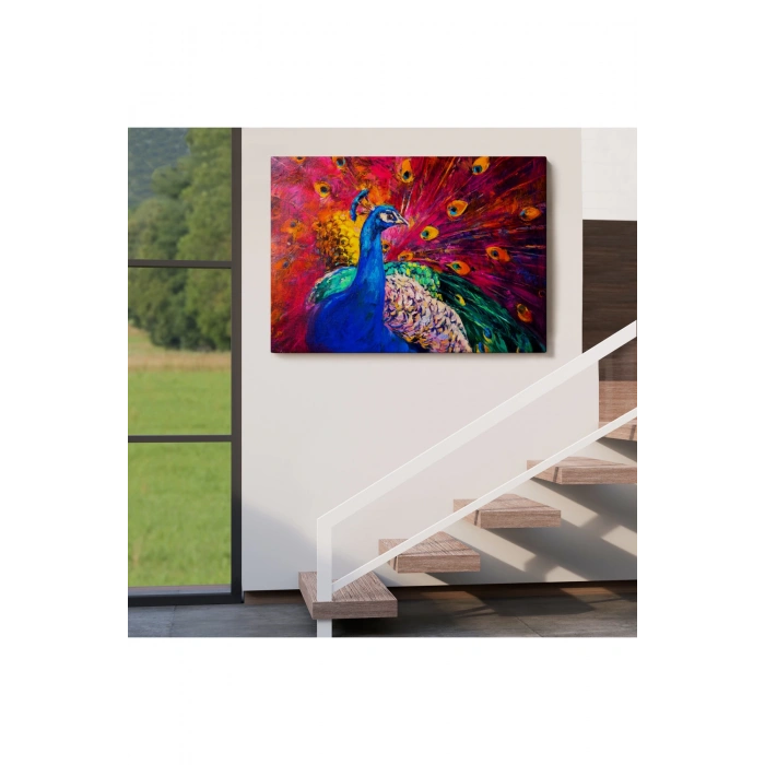 Çok Renkli Tavus Kuşu Modern Sanat Kanvas Duvar Tablosu-1112