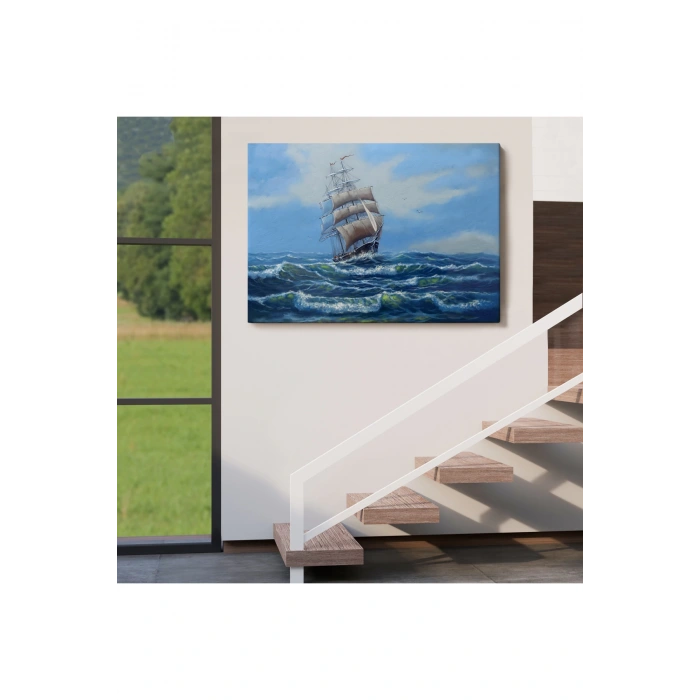 Dalgalı Okyanustaki Büyük Yelkenli Duvar Tablosu-1215