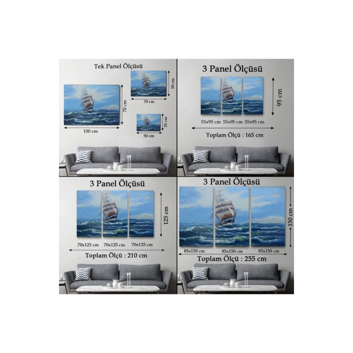 Dalgalı Okyanustaki Büyük Yelkenli Duvar Tablosu-1215