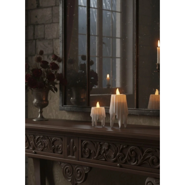 Dekoratif Bohem Beyaz Uçan Mumlar (Tealight Mum Hediye) 8 x 4,5 cm