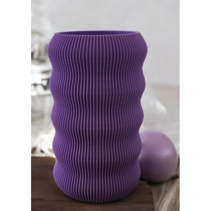Dekoratif Çizgili Bombe Vazo 3D