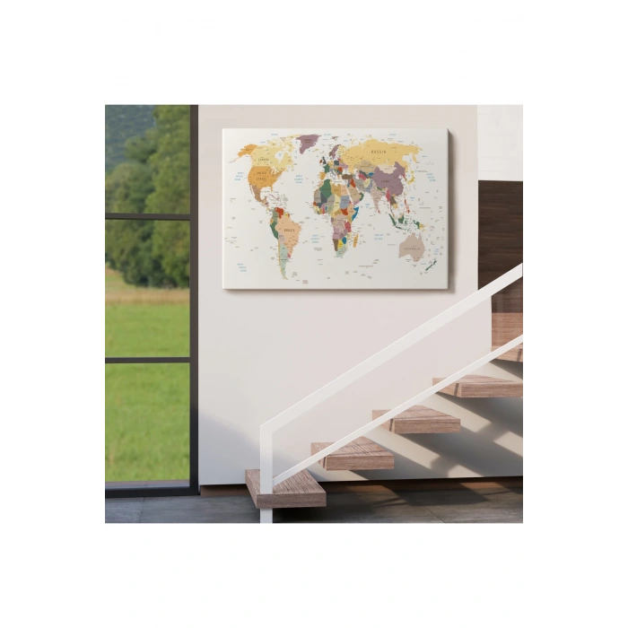 Dekoratif Kanvas Tablo Dünya Haritası 1031