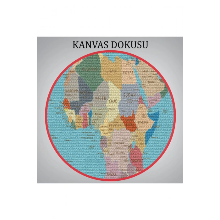 Dekoratif Kanvas Tablo Dünya Haritası Mavi Zemin 1032