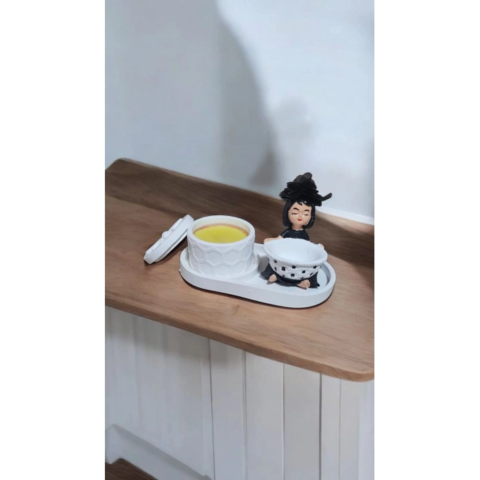 Dekoratif Kokoş Lokumcu Mumluk Set