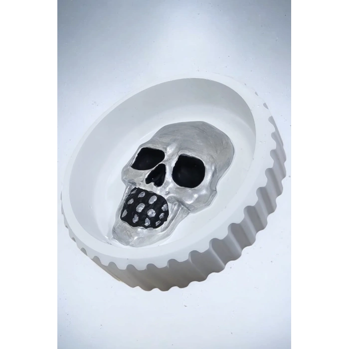 Dekoratif Kurukafa El Yapımı Kül Tablası Organizer Büyük Boy