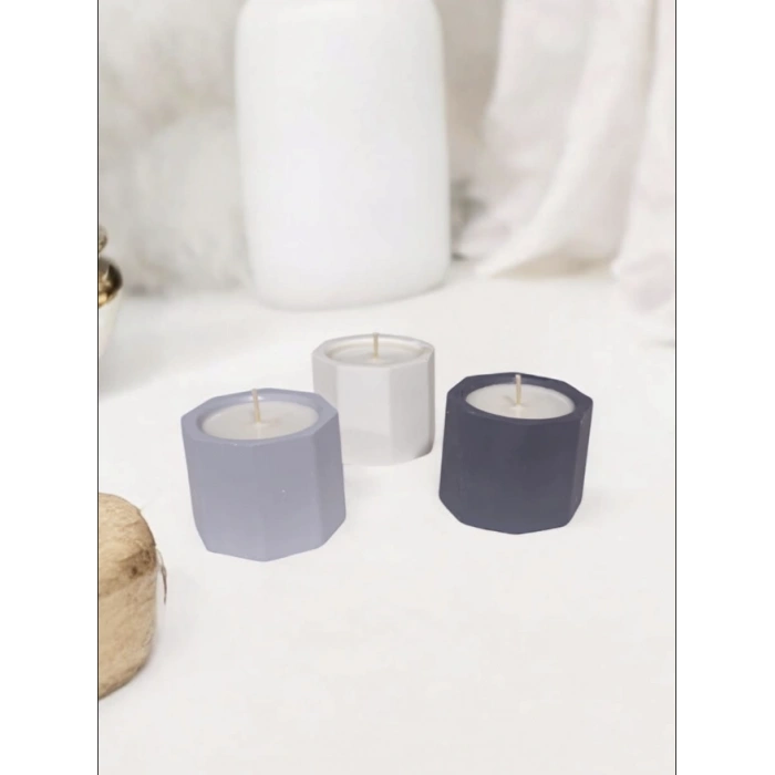 Dekoratif Mum 3lü Set Çokgen