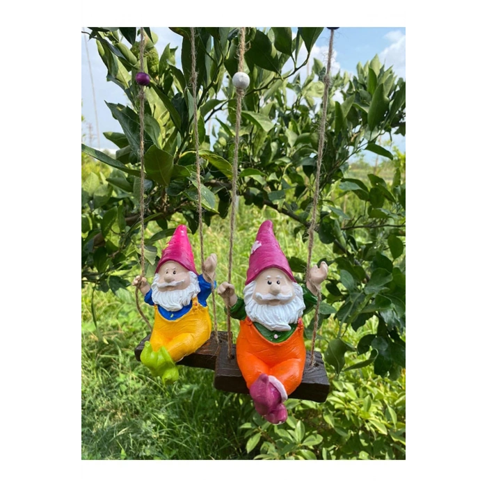 Dekoratif Sallanan Cüce Bahçe Balkon Süsü 9 X 13 cm Ikili Takım