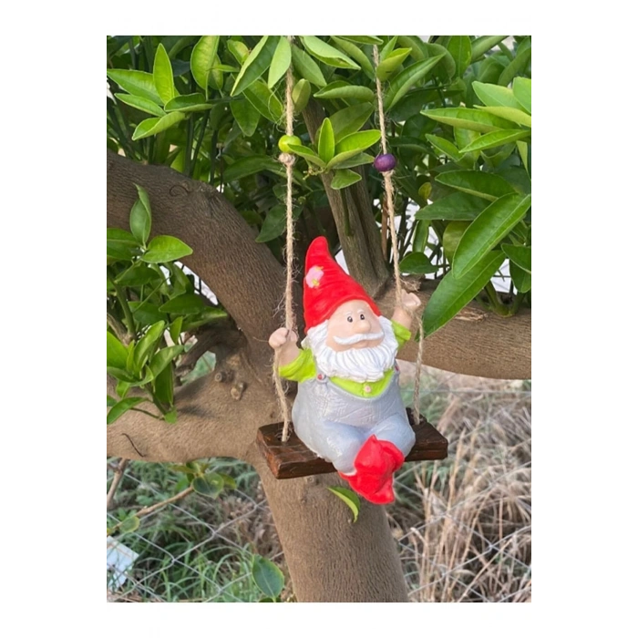 Dekoratif Sallanan Cüce Bahçe Balkon Süsü (9x13 Cm)