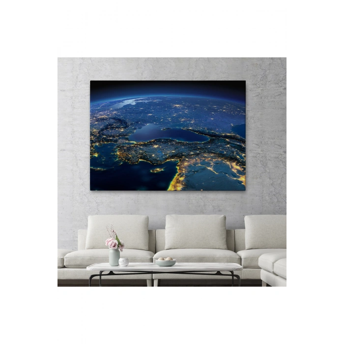 Dekoratif Uydu Görünümlü Kanvas Türkiye Haritası 1033