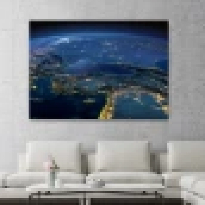 Dekoratif Uydu Görünümlü Kanvas Türkiye Haritası 1033