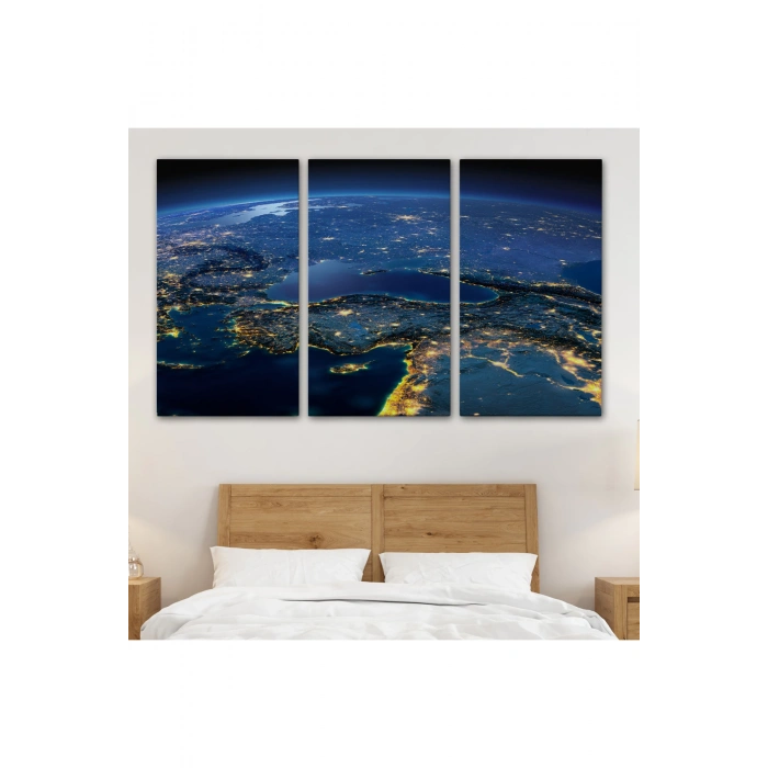 Dekoratif Uydu Görünümlü Kanvas Türkiye Haritası 1033