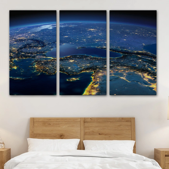 Dekoratif Uydu Görünümlü Kanvas Türkiye Haritası 1033