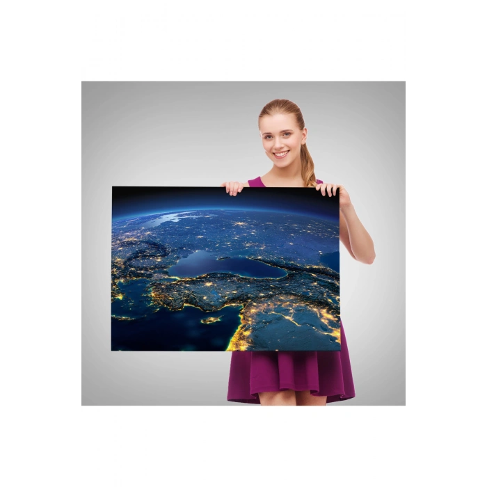 Dekoratif Uydu Görünümlü Kanvas Türkiye Haritası 1033