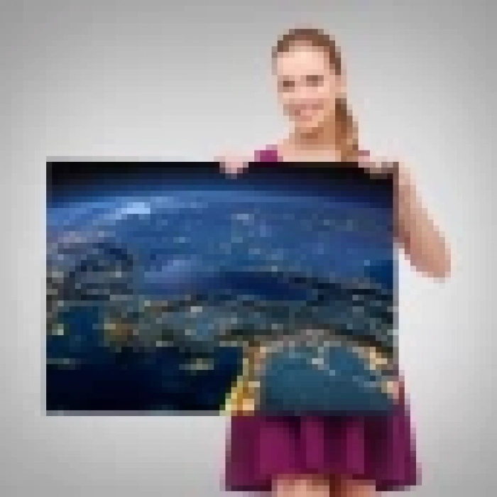 Dekoratif Uydu Görünümlü Kanvas Türkiye Haritası 1033