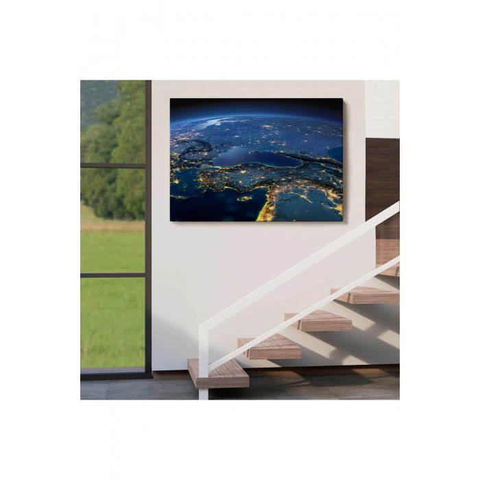 Dekoratif Uydu Görünümlü Kanvas Türkiye Haritası 1033