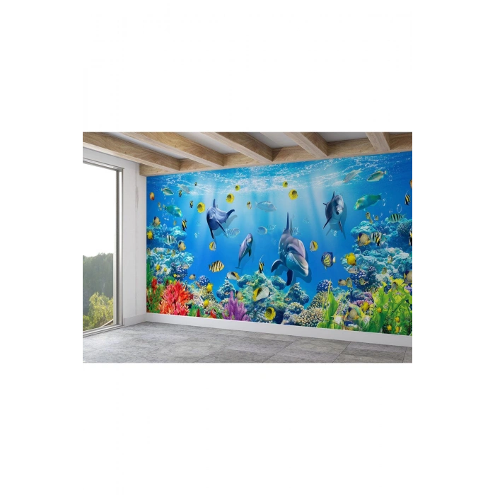 Deniz Altında Sevimli Yunus Balıkları Duvar Kağıdı-5614