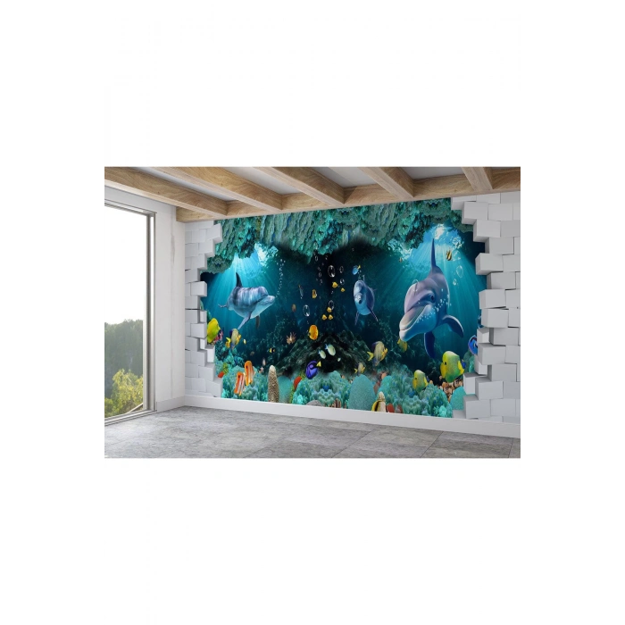 Deniz Altında Sevimli Yunus Balıkları Duvar Kağıdı-5622