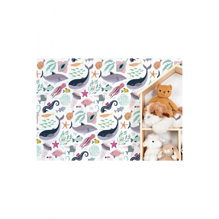 Deniz Hayvanları Temalı Duvar Kağıdı-5733
