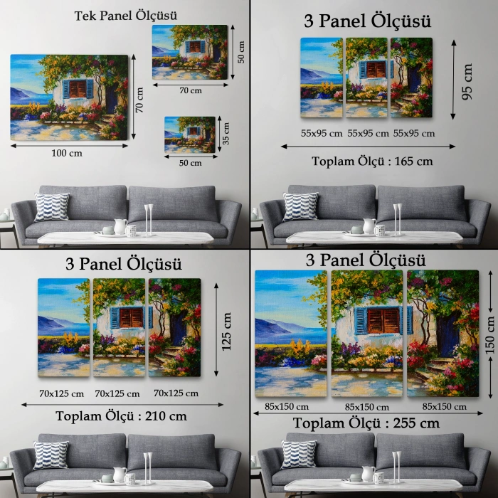 Deniz Manzaralı Güzel Ev Dekoratif Kanvas Duvar Tablosu-3437