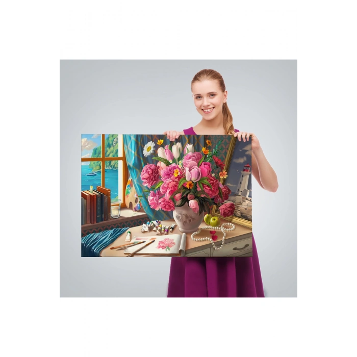 Deniz Manzaralı Yağlıboya Görünüm Dekoratif Kanvas Tablo-3621