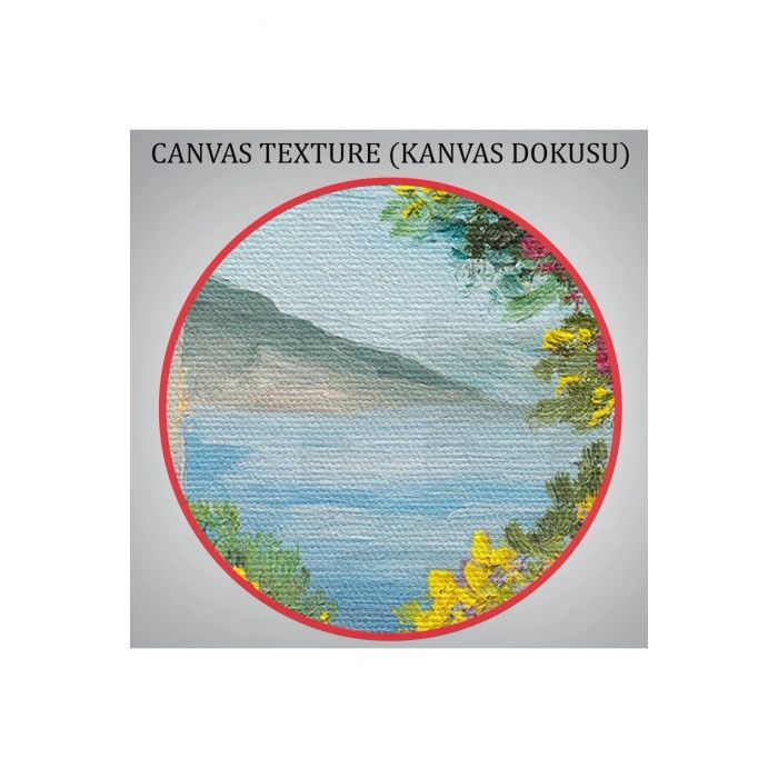 Deniz Yakınında Ev, Renkli Çiçekler, Deniz Manzaralı Kanvas Duvar Tablosu-1111