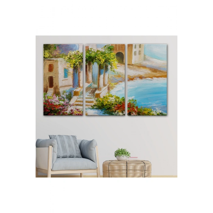 Denize Yakın Ev, Deniz Kıyısı, Rengarenk Çiçekler, Yaz Deniz Manzarası-1113