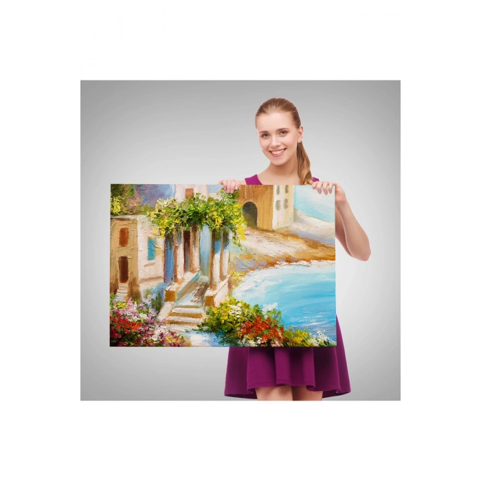 Denize Yakın Ev, Deniz Kıyısı, Rengarenk Çiçekler, Yaz Deniz Manzarası-1113