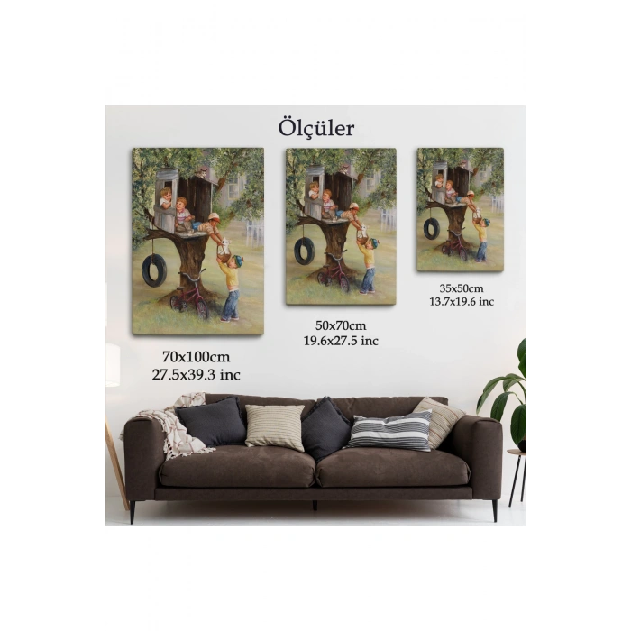 Dianne Dengel Ağaç Evde Oynayan Çocuklar Tablosu-6262