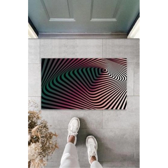 Dijital D Spiral Siyah-Pembe Kapı Paspası Dış Mekan Paspas K-3170