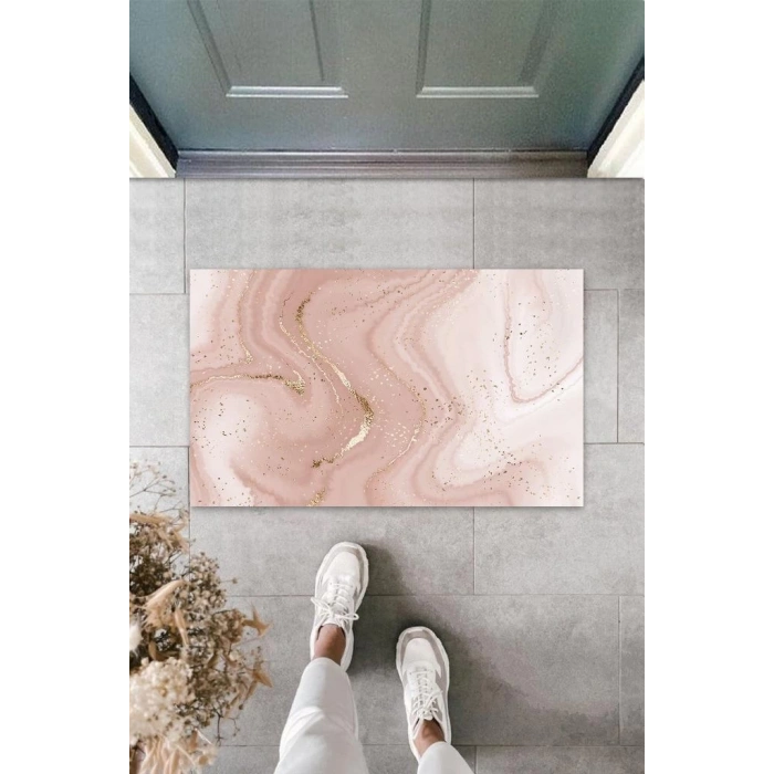 Dijital Modern Dalgalı Pudra Kapı Paspası Dış Mekan Paspas K-3116