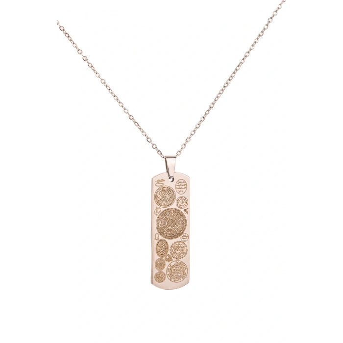 Dikdörtgen Gümüş Kaplama Dualı Çelik Kolye Çelik Zincirli kararmaz paslanmaz silinmez