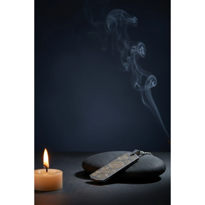 Dikdörtgen Gümüş Kaplama Dualı Çelik Kolye Çelik Zincirli kararmaz paslanmaz silinmez